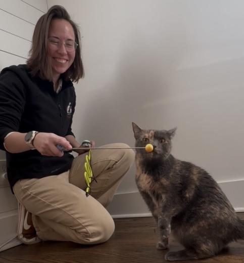 Dr Bridgette Wilson and cat, behaviorist at Dogwood