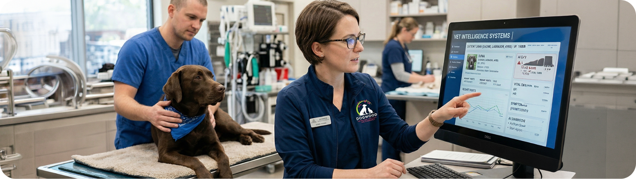 Dogwood Staff with a Pet and Patient